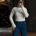 Autumn winter solid color basic jumpers Turtleneck slim fit cropped short knitwear women chunky needles sweater