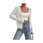 Trending fashion women casual High quality lace up knitwear hollow out long sleeve sweater cardigan coat