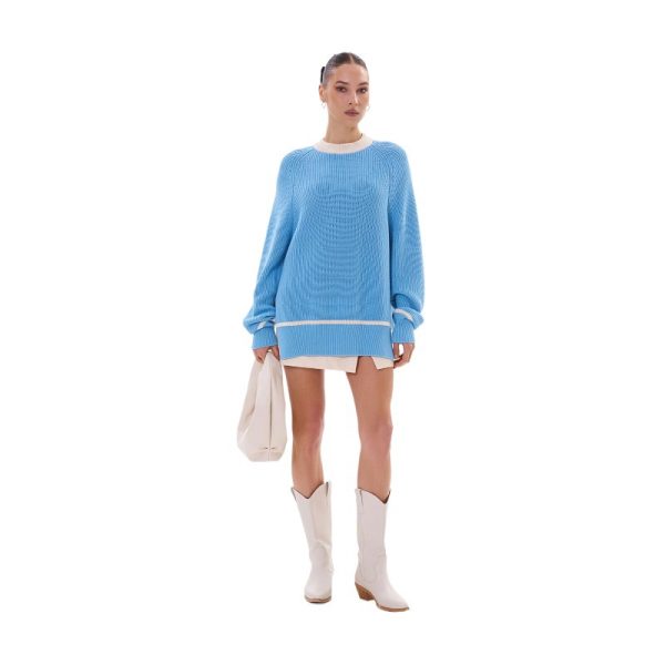 clothing autumn winter o neck oversize jumpers pullover elegant side split stripe sweaters for women