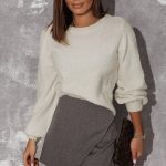 clothing round neck solid color jumper mujer floral pattern women's long sleeve pullover lace sweater