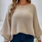Autumn Winter Casual Pullover Plus size Jumpers Batwing Sleeve Elegant Solid Color Sweater Women
