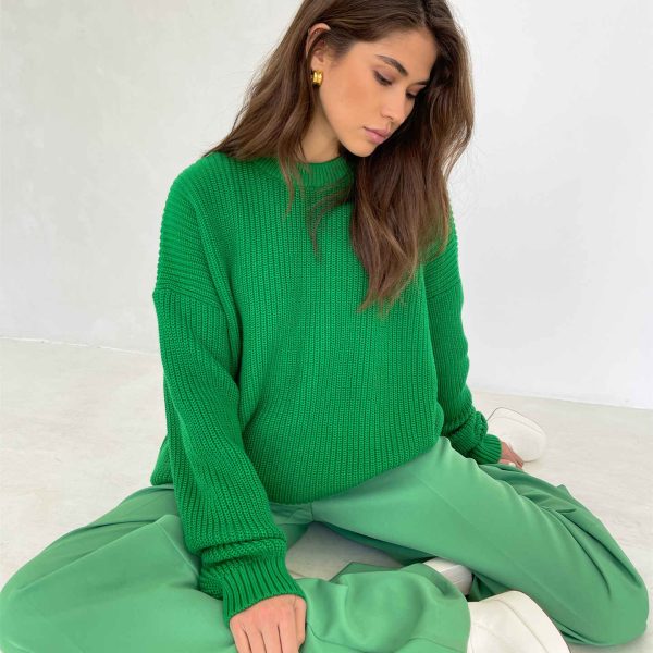 Women's knitwear o-neck loose solid color fall winter oversize pullover elegant sweaters