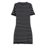 women round neck short sleeve pullover knitwear slim fit Striped elegant A-line knitted dress
