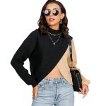 Trending fashion spring summer hollow out knitwear long sleeve contrast color elegant mujer sweaters