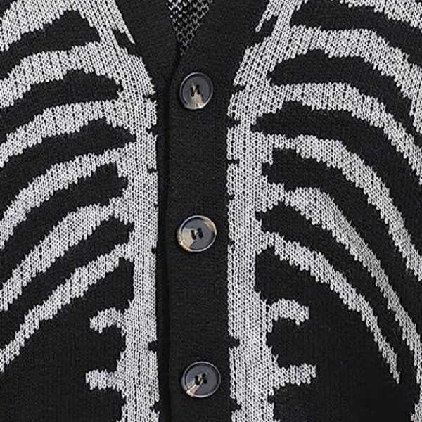 knitwear single-breasted v neck jacquard knitted sweaters oversize skull halloween cardigans women