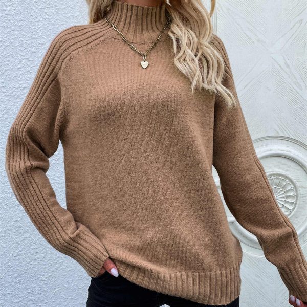 Autumn Winter solid color cable sweater casual pullover loose women's solid color turtleneck jumpers