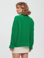 High quality Jumper Knitted Pure color thicken Alpaca Wool v Neck Merino Wool Cashmere Sweater Women