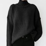 Turtle neck women solid color winter autumn oversize pullover casual Knit sweater