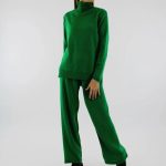 clothing color blocking conjuntos para mujeres turtleneck sweater wide leg pants 2 piece set women loungewear
