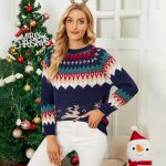 women jumper Fawn jacquard sweaters casual elk thicken pullover Christmas tree knitwear