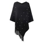 Fall Winter Fashion Women Casual Knitwear cape coat shawl cloak striped knitted sweaters with tassel