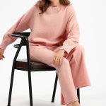 Knitwear o- neck ribbed pullover sweater 2 piece sets women wide leg pants oversize casual knitted outfits