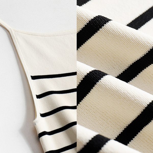Hot selling sleeveless casual pullover striped vest women color blocking slim waist summer knitted top