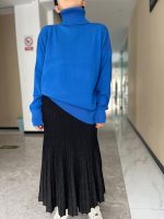 Fall winter fashion ladies sweater loose turtleneck pure color knitted pullover long casual knitwear