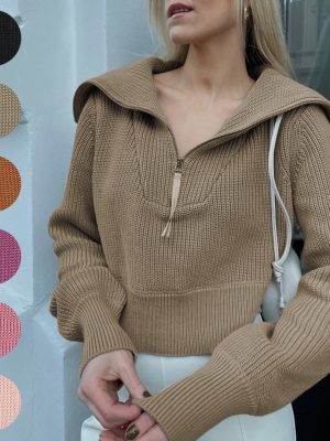 Fashion Autumn Winter Warm Pure Color High Collar Pullover Knitted Sweater Women Wool Knitwear