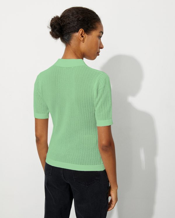 2026 spring summer knitted short sleeve slim fit pullover polo collar knitwear fashion solid color women's sweater