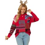 Clothing Festival cable Fawn jacquard knitwear Geometric crewneck pullover Christmas sweaters