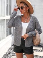 2026 Winter Fall Knit Tops Fashion Solid Color Elegant Dot Cardigan Sweater for women
