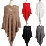 New Arrival Mid-length crocheted hollow out irregular tassel capes knitted pullover sweater women's shawl