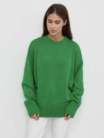 clothing round neck elegant knitwear pullover oversize long sleeve thicken pure color sweaters women