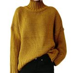 Turtle neck women solid color winter autumn oversize pullover casual Knit sweater
