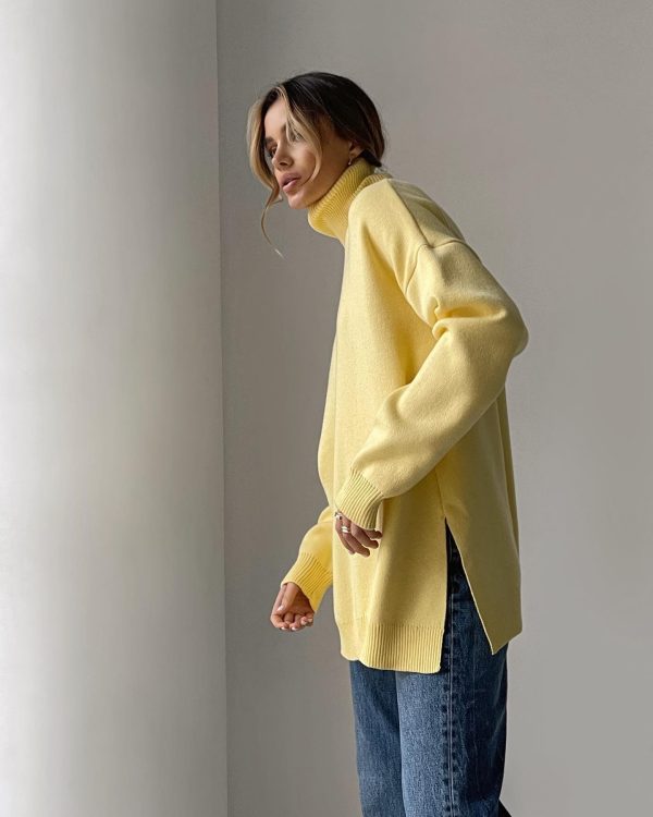 women sweater pullover knitwear winter high neck cotton knitted designer knit sweater