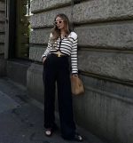 New Arrivals Round Neck Casual Single-breasted button-up curved sweaters coats elegant Women Striped Cardigan