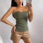 Hot selling pure color sleeveless backless knitwear women fashion summer crop top sexy knitted vest