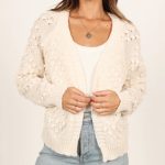 2026 Winter Fall Knit Tops Fashion Solid Color Elegant Dot Cardigan Sweater for women