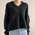 Retro Winter Plain Carmine Fashionable Knitwear Oversize v neck Thicken sweater mujer 20262