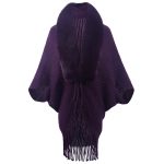 2026 Autumn winter pure color shawl pullover wool-collar tassel wraps women's elegant knitted cape coat