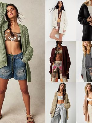 High quality solid color oversize cardigans loose knitted fall winter long sleeve thicken women elegant sweaters coa