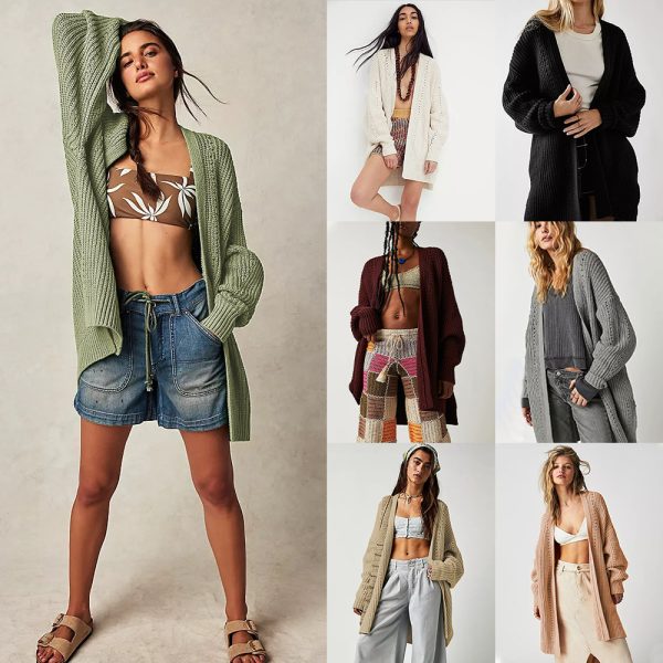 High quality solid color oversize cardigans loose knitted fall winter long sleeve thicken women elegant sweaters coa