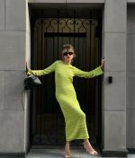 Knitwear winter long sleeve slim fit irregular design casual maxi hollow out knit dress women