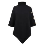 Trending Fashion winter shawl solid color turtleneck sweater Cape Roll Neck Knitwear warm cloak coat for women