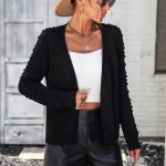 2026 Winter Fall Knit Tops Fashion Solid Color Elegant Dot Cardigan Sweater for women
