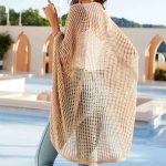Trending summer oversize batwing sleeve cut out knitwear women mesh see through Beach coat for women