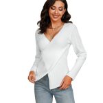 New style v neck slim fit sexy jumpers women solid color fashion long sleeve pullover elegant sweaters