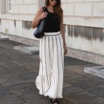 hot selling high waist knitted midi skirts elastic women elegant tassel A-line striped dress