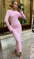 Knitwear winter long sleeve slim fit irregular design casual maxi hollow out knit dress women