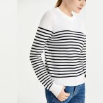Hot sales casual pullover jumpers round-neck long sleeve striped knitted top knitted sweater