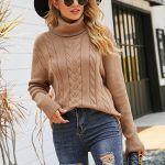 autumn winter thicken twisted knitwear solid color casual vintage turtleneck women warm sweaters