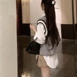 v neck autumn winter knitwear sleeveless vest color blocking loose unisex casual sweaters