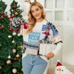 Clothing Festival cable Fawn jacquard knitwear Geometric crewneck pullover Christmas sweaters