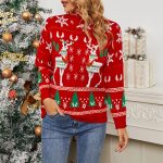 Trending fashion o-neck red festival outfits women knitwear casual pullover Snowflake Christmas sweaters