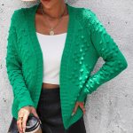 2026 Winter Fall Knit Tops Fashion Solid Color Elegant Dot Cardigan Sweater for women