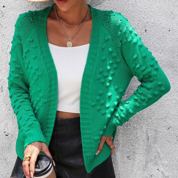 2026 Winter Fall Knit Tops Fashion Solid Color Elegant Dot Cardigan Sweater for women