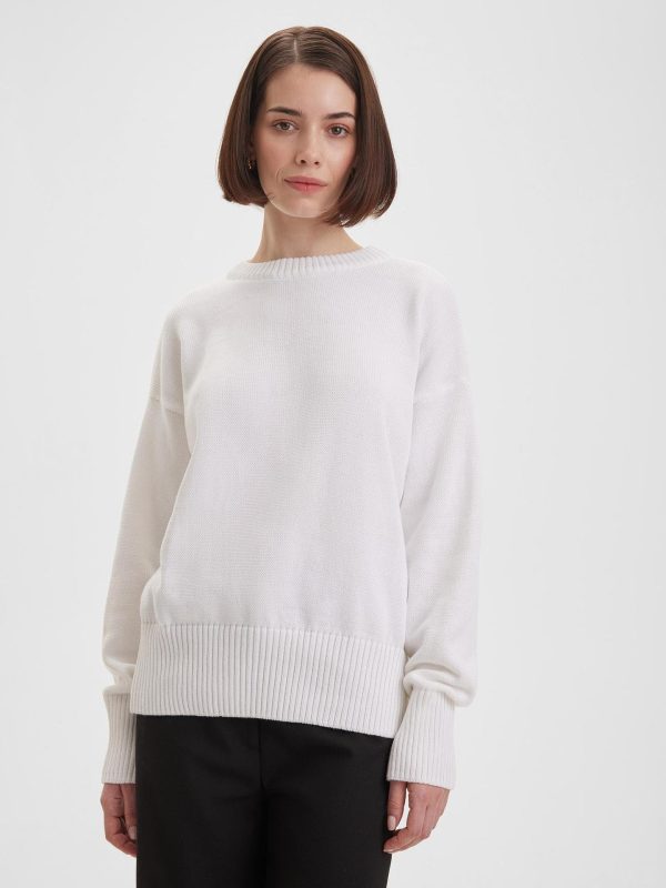 clothing round neck elegant knitwear pullover oversize long sleeve thicken pure color sweaters women
