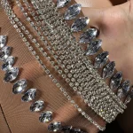 ZD Sexy Rhinestone Tassel Backless Geometric Bodycon Mini Dress-Dazzling Strapless Dance Wear Natural Anti-Wrinkle Club
