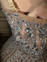 ZD Luxury Sparkly Elegant Rhinestone Shiny Evening Dress High-end Important Occasion Birthday Party Dress Model Catwalk Dresses